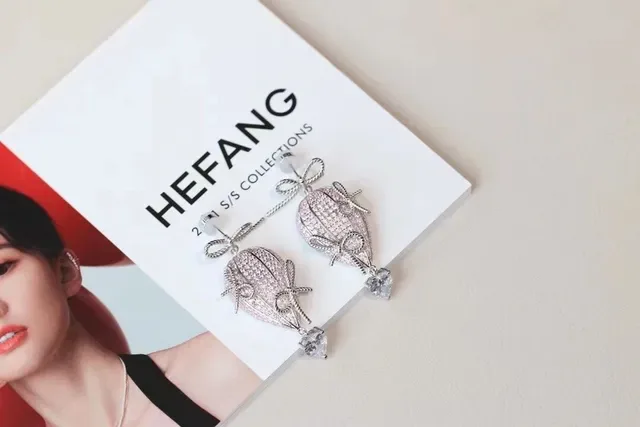 HEFANG Pavé Crystal Bow Hot-Air-Balloon Drop Earrings 8