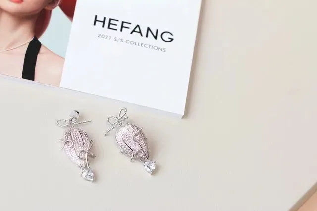 HEFANG Pavé Crystal Bow Hot-Air-Balloon Drop Earrings 9