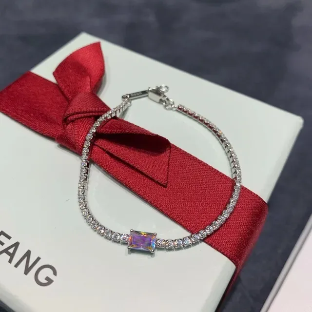 HEFANG Pavé Crystal Iridescent Center Stone Bracelet 3