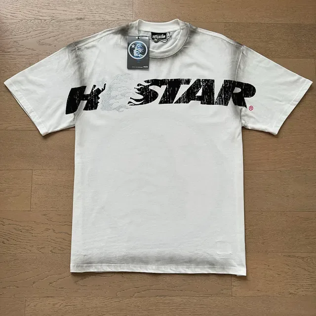 HOUSTAR White Black Graphic-Print Flame Motif T-Shirt 3