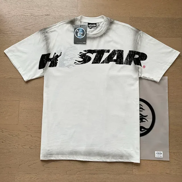 HOUSTAR White Black Graphic-Print Flame Motif T-Shirt 4