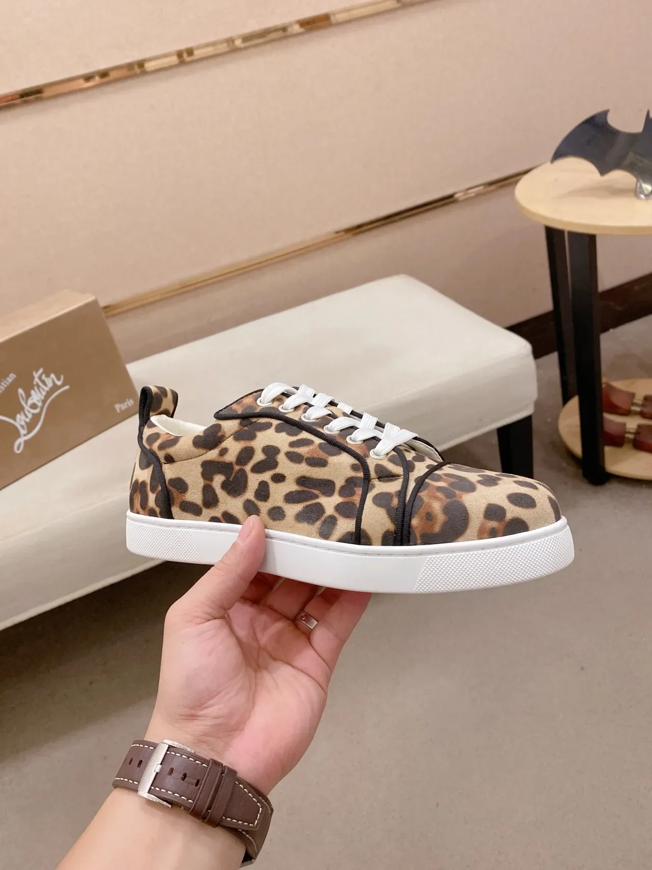 Leopard-Print Low-Top Lace-Up Sneaker 4