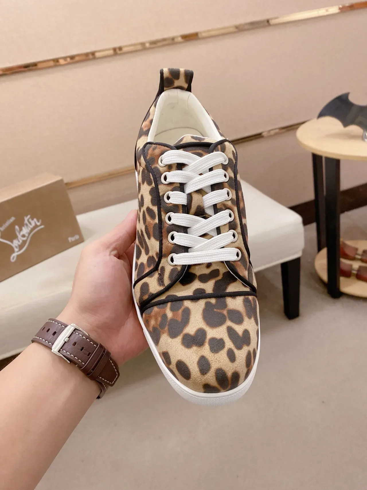 Leopard-Print Low-Top Lace-Up Sneaker 5