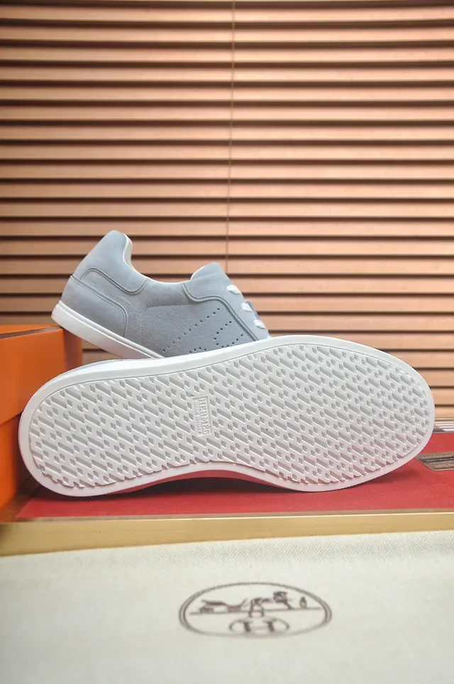Light Blue-Gray Suede Perforated Low-Top Sneaker 3