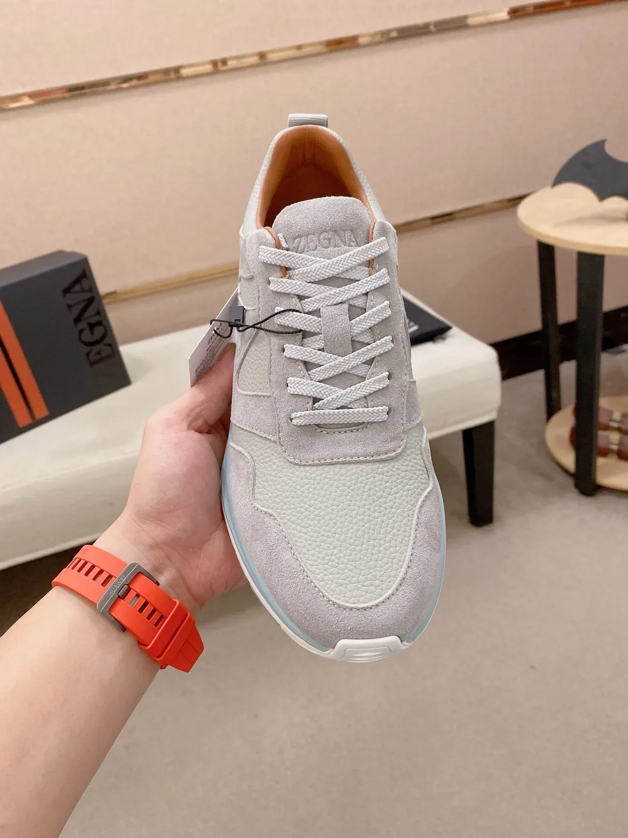 Light Gray Suede and Leather Lifestyle Sneaker 2