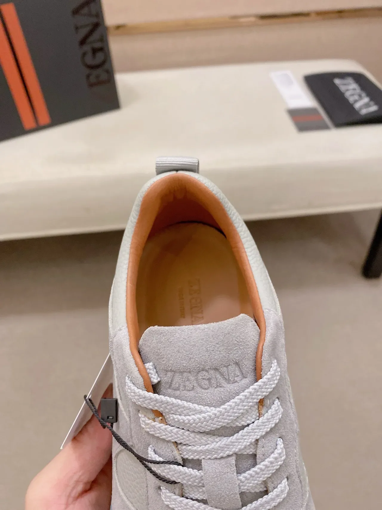 Light Gray Suede and Leather Lifestyle Sneaker 6