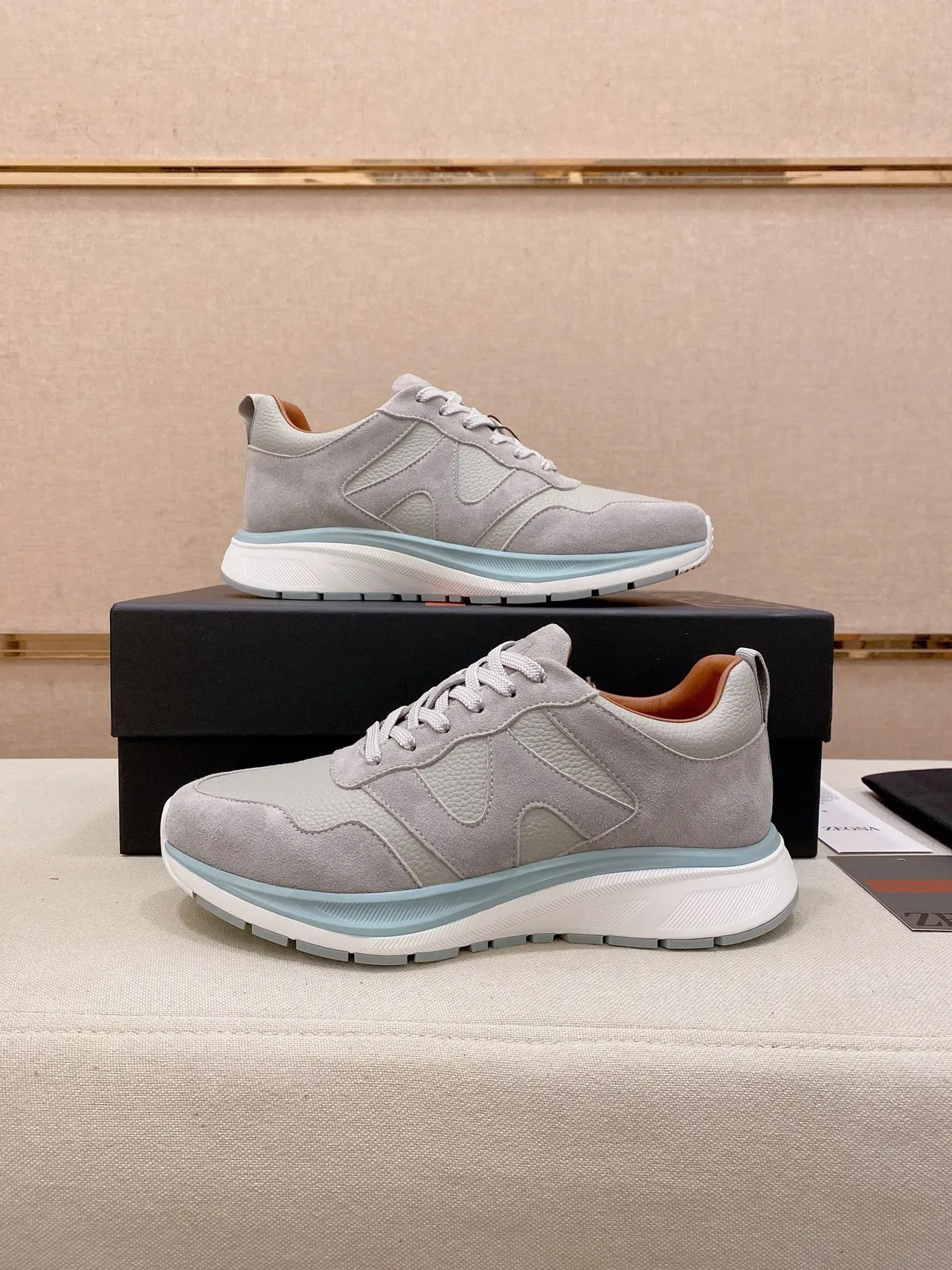 Light Gray Suede and Leather Lifestyle Sneaker 7