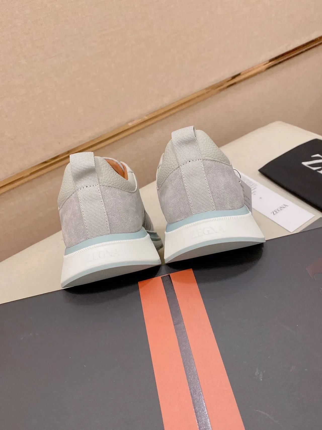Light Gray Suede and Leather Lifestyle Sneaker 8