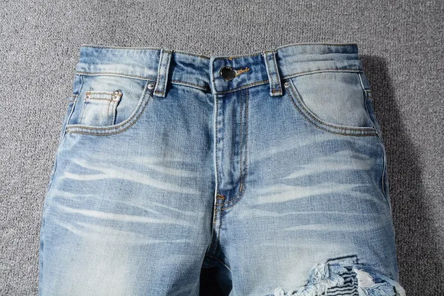 Light-Wash Distressed Ripped Slim-Fit Jeans 6