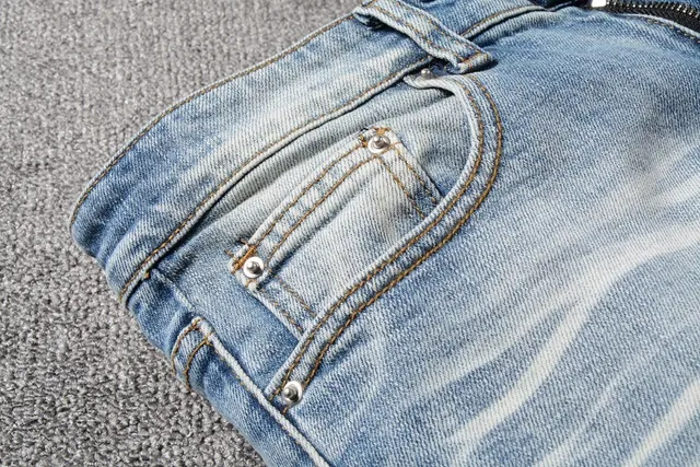 Light-Wash Distressed Ripped Slim-Fit Jeans 14