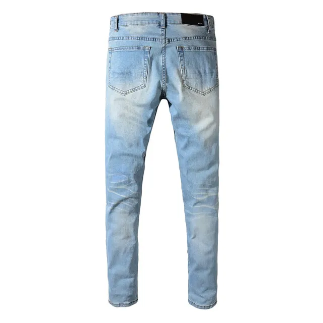Light-Wash Distressed Slim-Fit Jeans 6