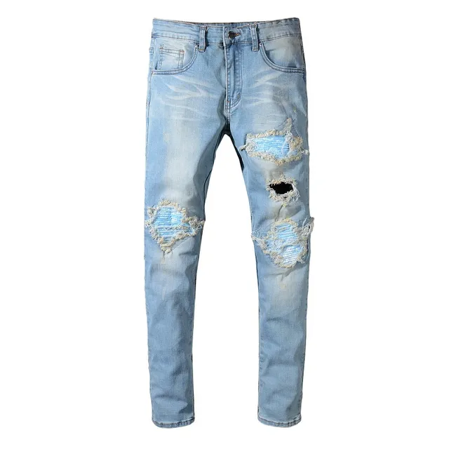 Light-Wash Distressed Slim-Fit Jeans 13