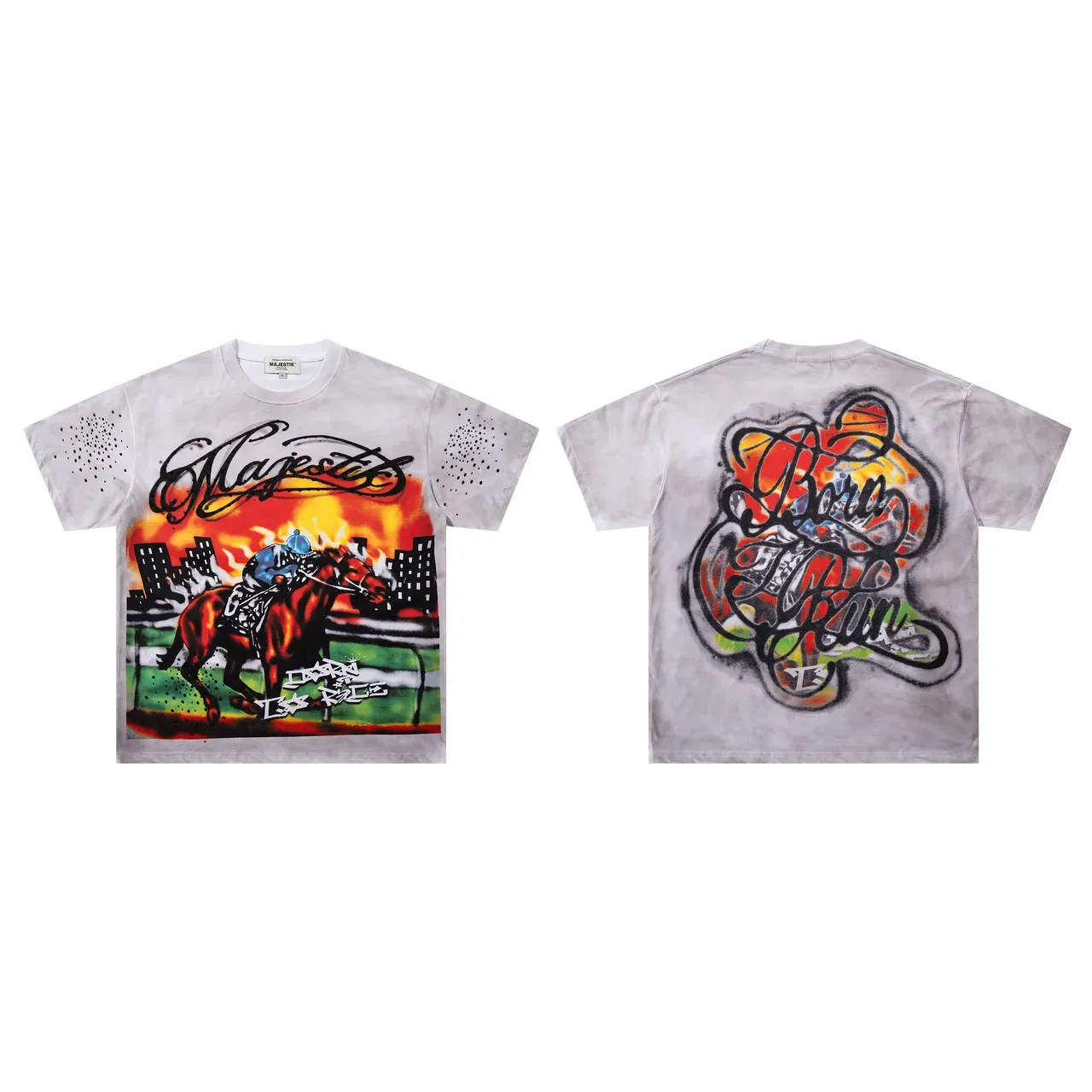 MAJESTIK Oversized Graphic Print Spray-Paint Style T-Shirt 2
