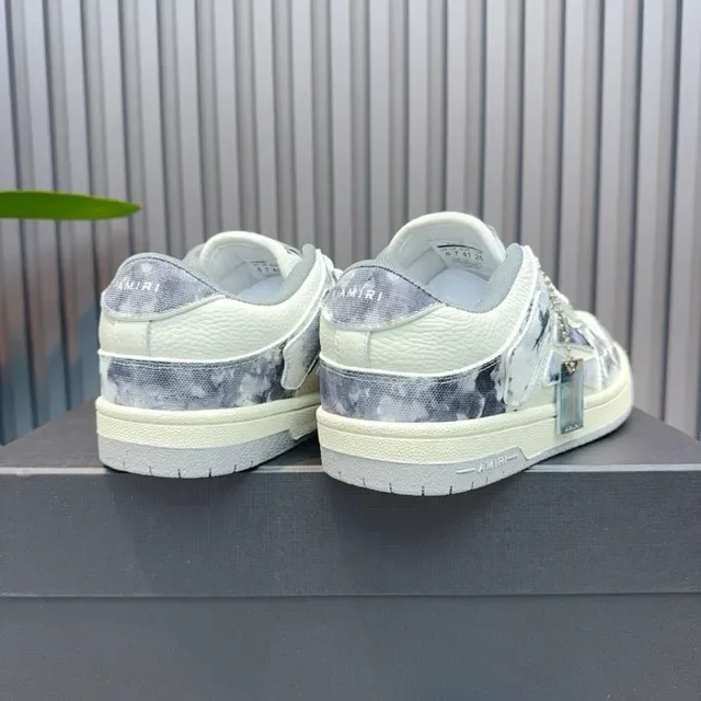 Marbled Print Layered Panel Low-Top Lifestyle Sneakers 7