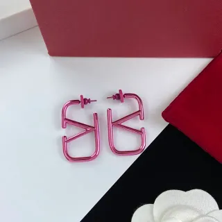 Metallic Pink Geometric Open-Frame Hoop Earrings