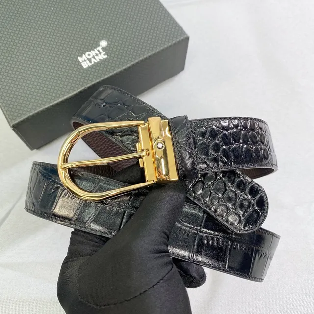 Montblanc Crocodile-Embossed Reversible Leather Belt 2