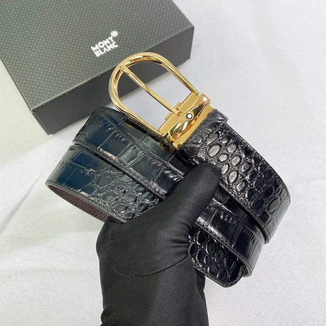 Montblanc Crocodile-Embossed Reversible Leather Belt 3