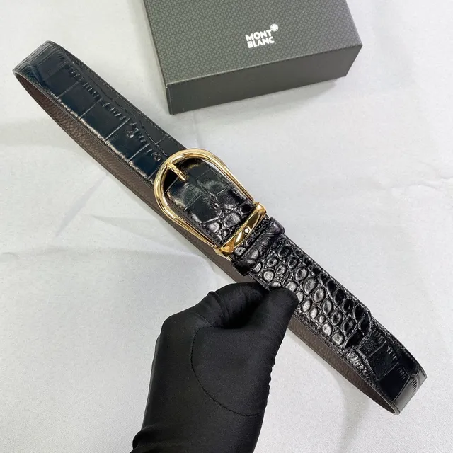 Montblanc Crocodile-Embossed Reversible Leather Belt 5