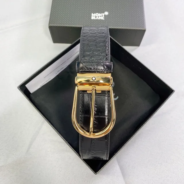 Montblanc Crocodile-Embossed Reversible Leather Belt 6