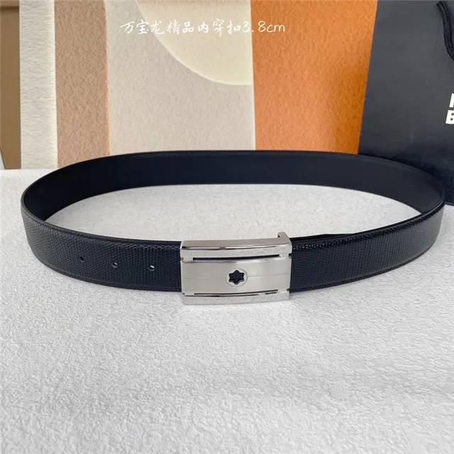 Montblanc Meisterstück Black Gold Woven Fabric Strap Rectangular Metal Buckle Leather Belt 3
