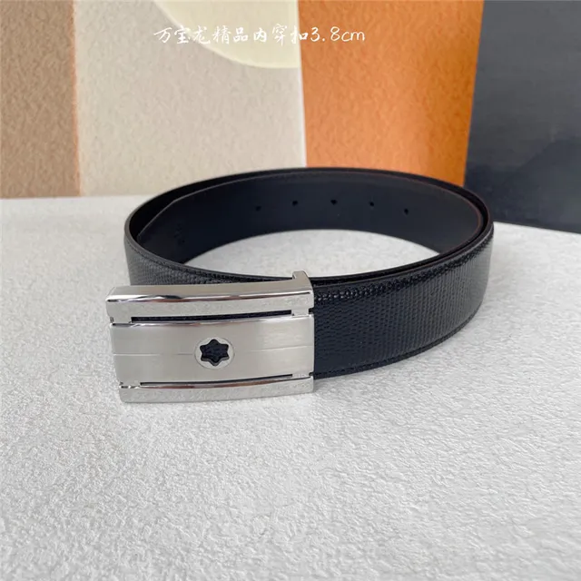 Montblanc Meisterstück Black Gold Woven Fabric Strap Rectangular Metal Buckle Leather Belt 6