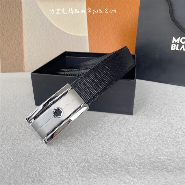 Montblanc Meisterstück Black Gold Woven Fabric Strap Rectangular Metal Buckle Leather Belt 7