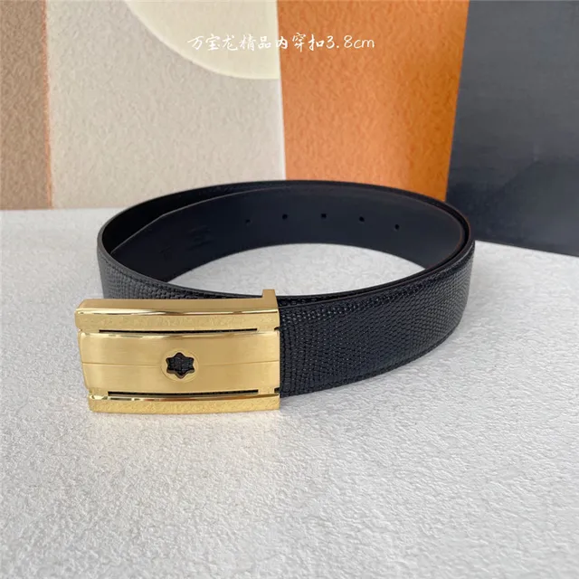Montblanc Meisterstück Black Gold Woven Fabric Strap Rectangular Metal Buckle Leather Belt 12