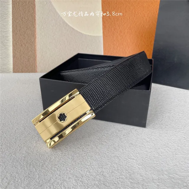 Montblanc Meisterstück Black Gold Woven Fabric Strap Rectangular Metal Buckle Leather Belt 13