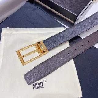Montblanc Reversible Gray Gold Textured Leather Belt