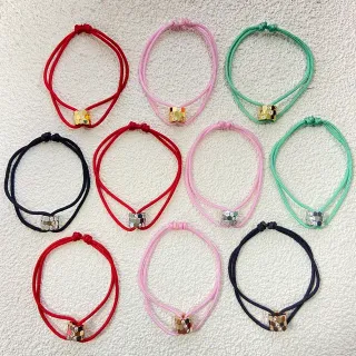 Pulseras de cordón trenzado con cuentas hexagonales multicolores