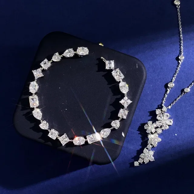 Multi-Cut Stone Alternating Pear and Emerald Cut Bracelet 2