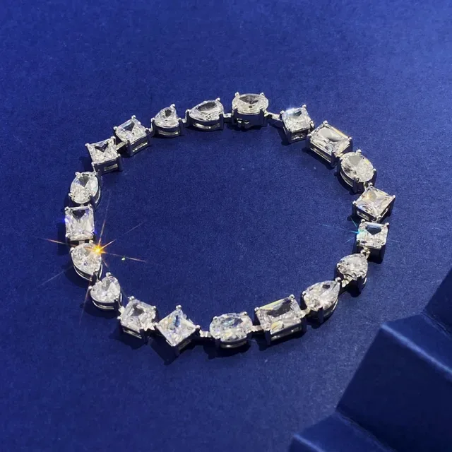 Multi-Cut Stone Alternating Pear and Emerald Cut Bracelet 4