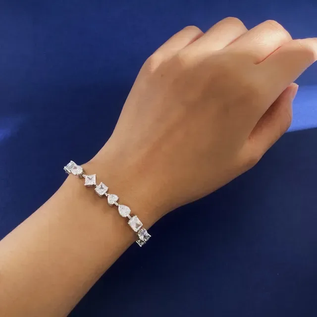 Multi-Cut Stone Alternating Pear and Emerald Cut Bracelet 5