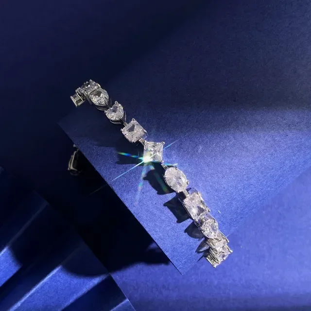 Multi-Cut Stone Alternating Pear and Emerald Cut Bracelet 9