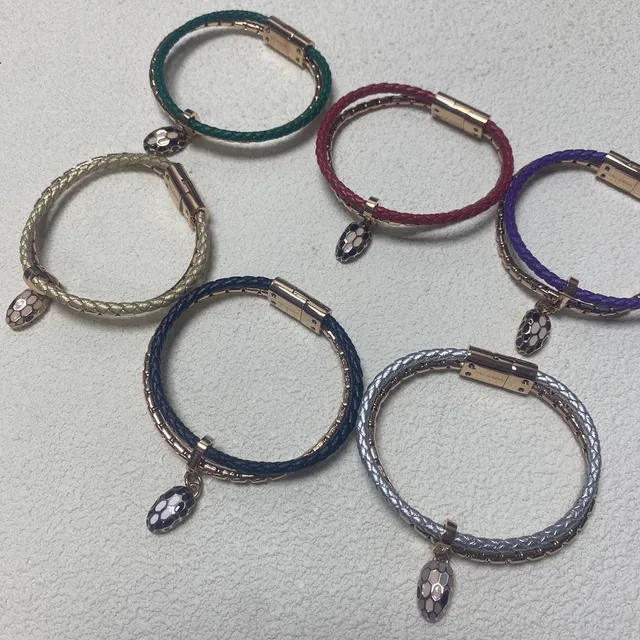 Multicolor Braided Leather-Like Band Magnetic Clasp Bracelet 1