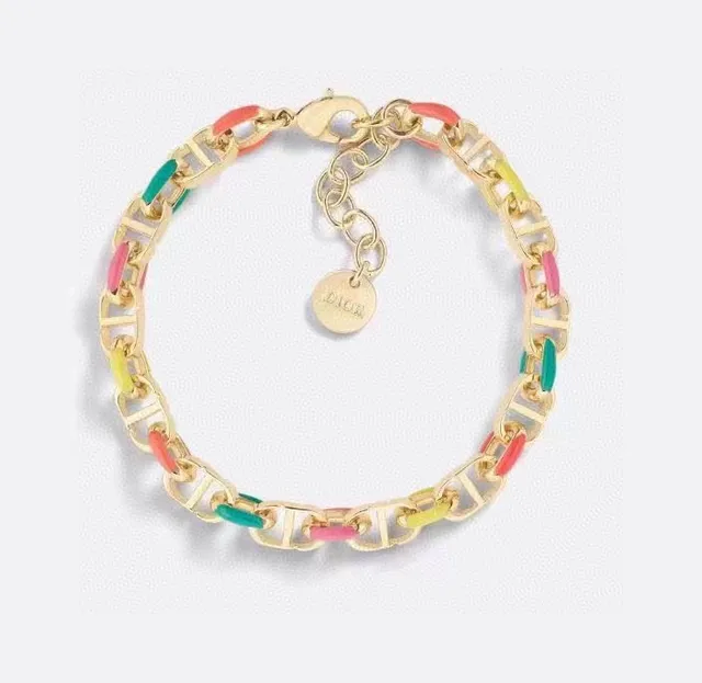 Multicolor Enamel Link Choker Necklace 9
