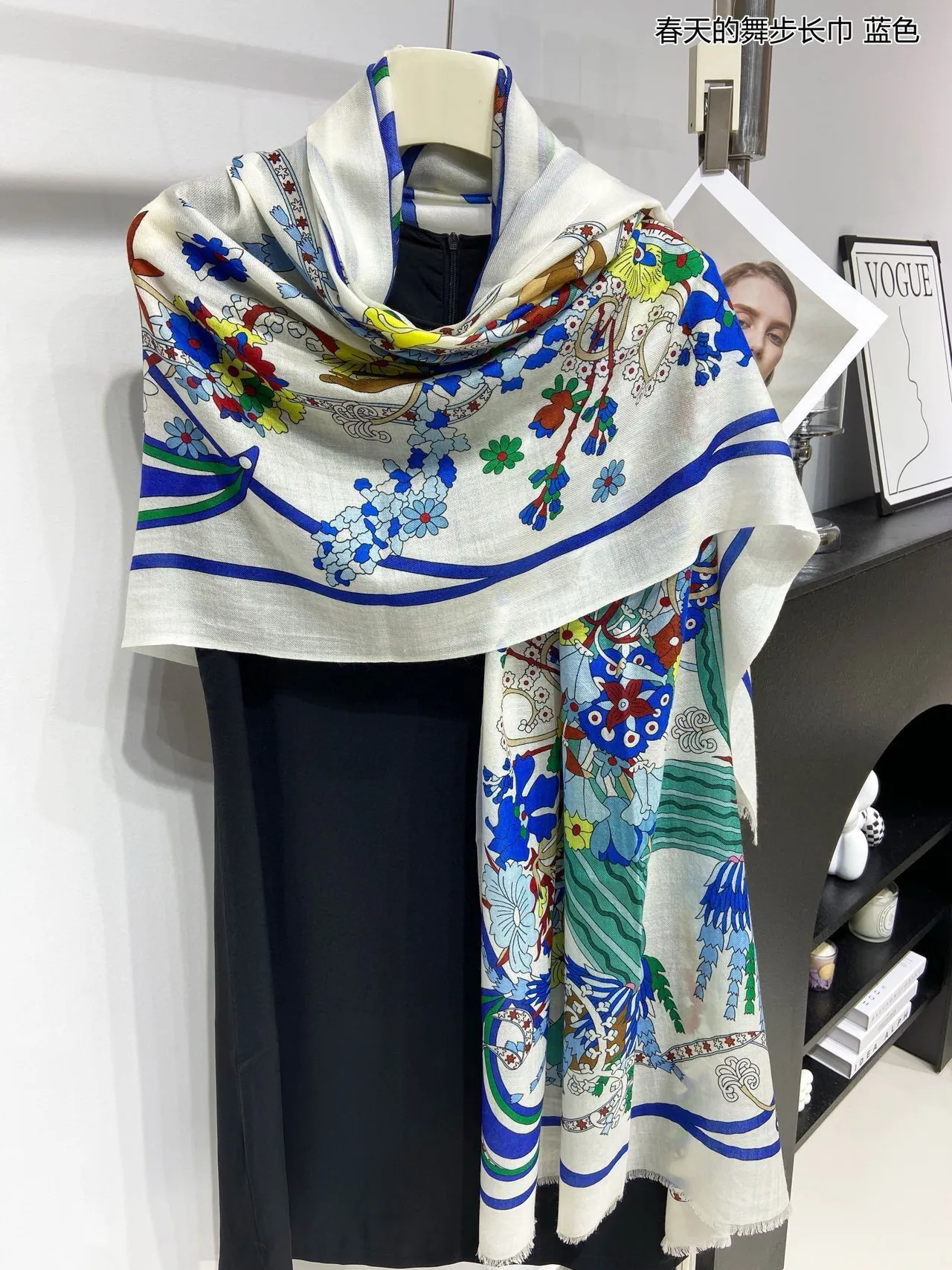Multicolor Floral Print Fringed Silk Scarf 9