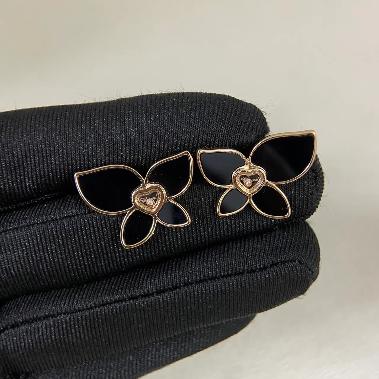 Multicolor Gold Butterfly Silhouette Enamel And Mother-of-Pearl Inlay Earrings 3