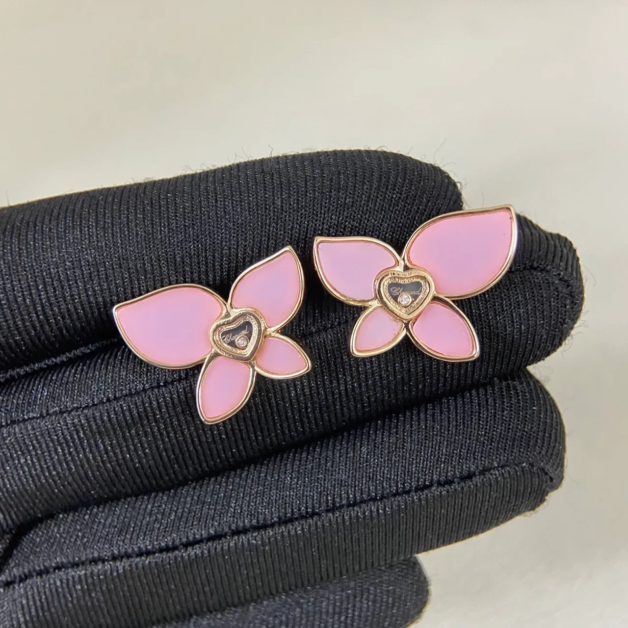 Multicolor Gold Butterfly Silhouette Enamel And Mother-of-Pearl Inlay Earrings 4