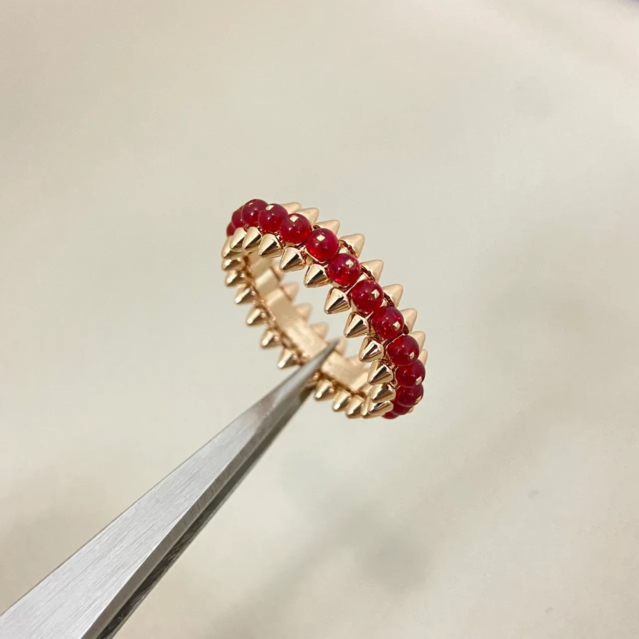 Multicolor Gold Spiked Bezel Beaded Row Ring 4