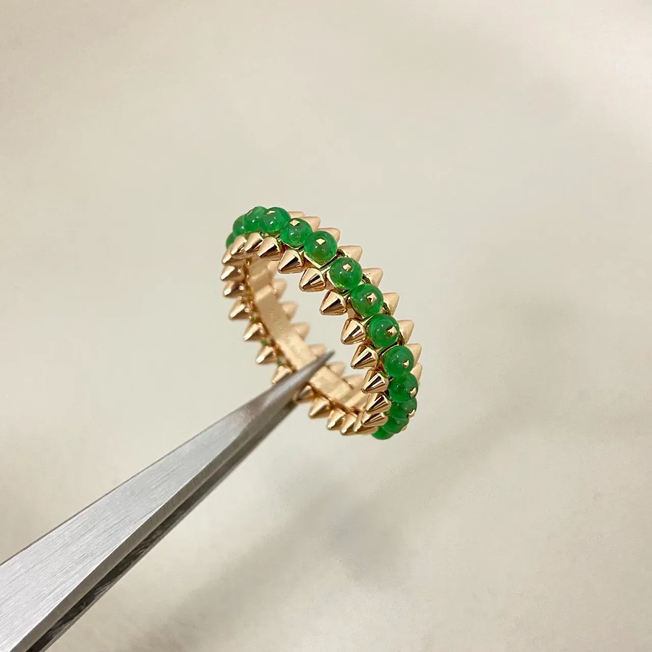 Multicolor Gold Spiked Bezel Beaded Row Ring 5