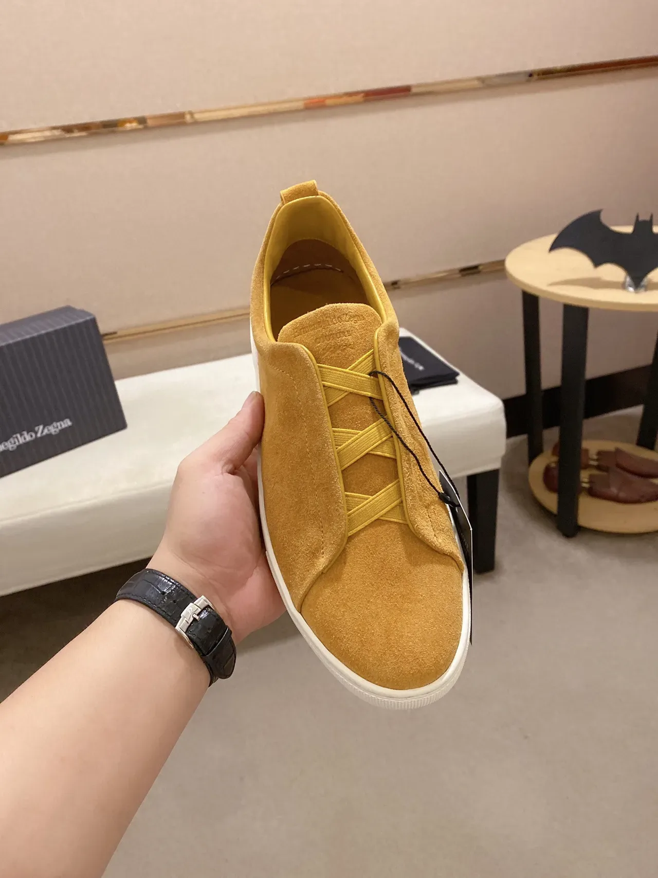 Mustard Yellow Suede Slip-On Lifestyle Sneaker 8