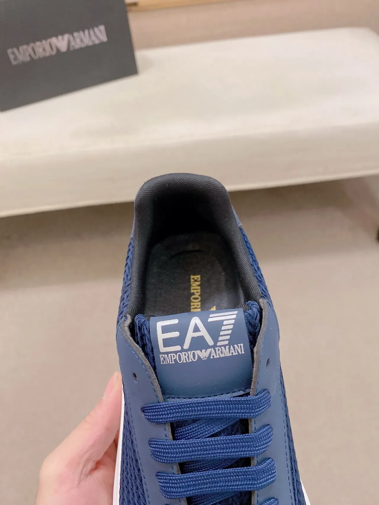 Navy and Blue Woven Upper Chunky Sole Lifestyle Sneaker 7