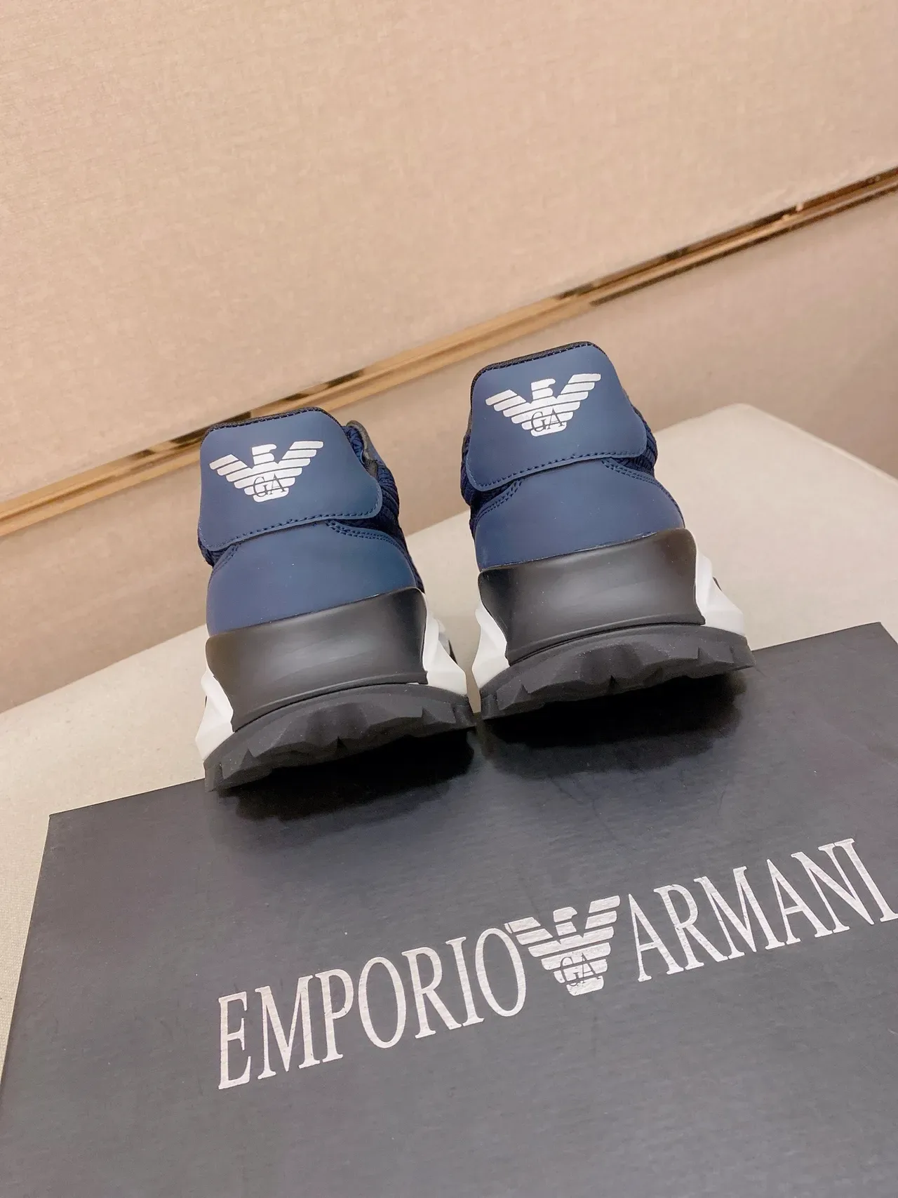 Navy and Blue Woven Upper Chunky Sole Lifestyle Sneaker 9