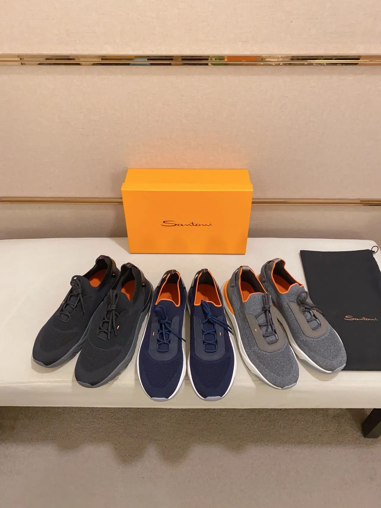Navy and Orange Knit Lifestyle Sneaker 2