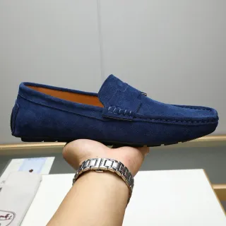 Navy Beige Suede Upper Penny Strap Loafer