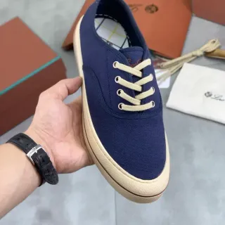 Navy Beige Upper Cream Laces Canvas Shoes