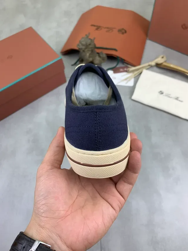 Navy Beige Upper Cream Laces Canvas Shoes 3