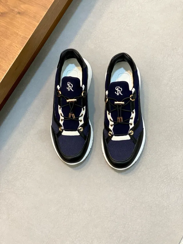 Navy Black Laceless Slip-On Sculpted White Midsole Chunky Sneakers 2