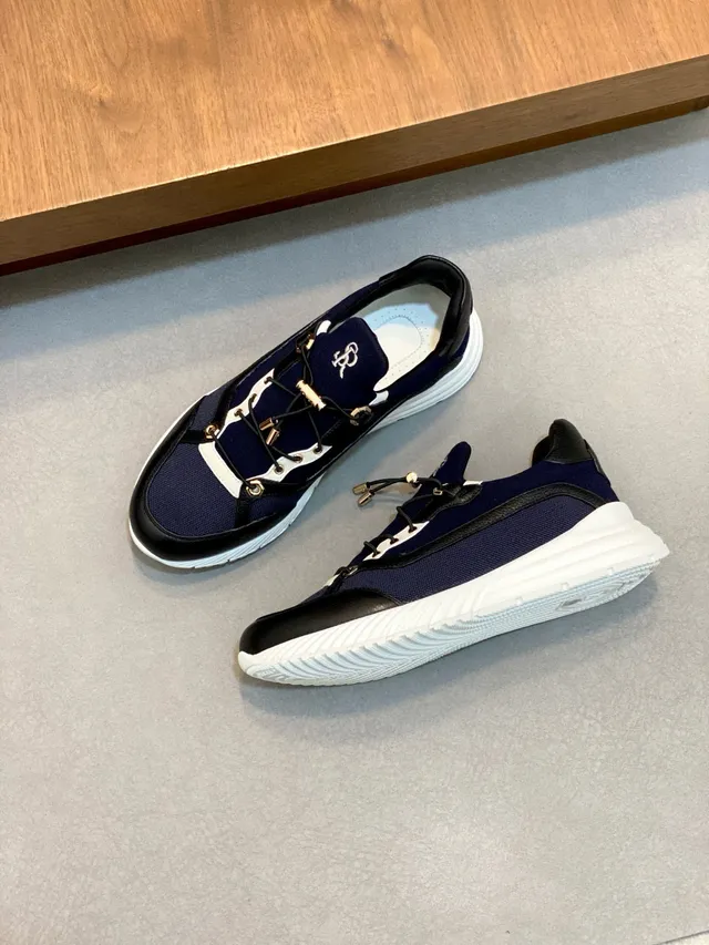 Navy Black Laceless Slip-On Sculpted White Midsole Chunky Sneakers 4